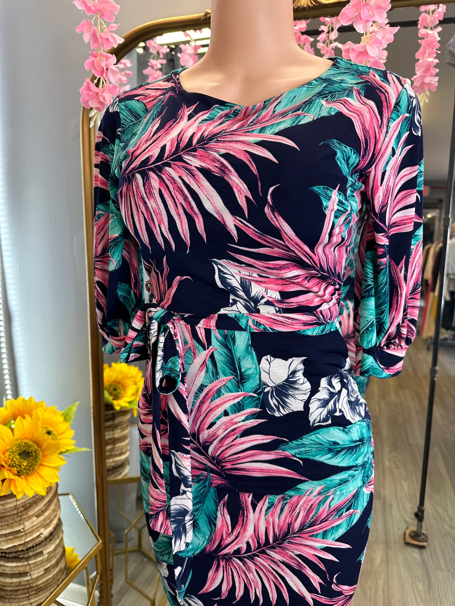 Floral Sensation Dress (Pink/Navy)