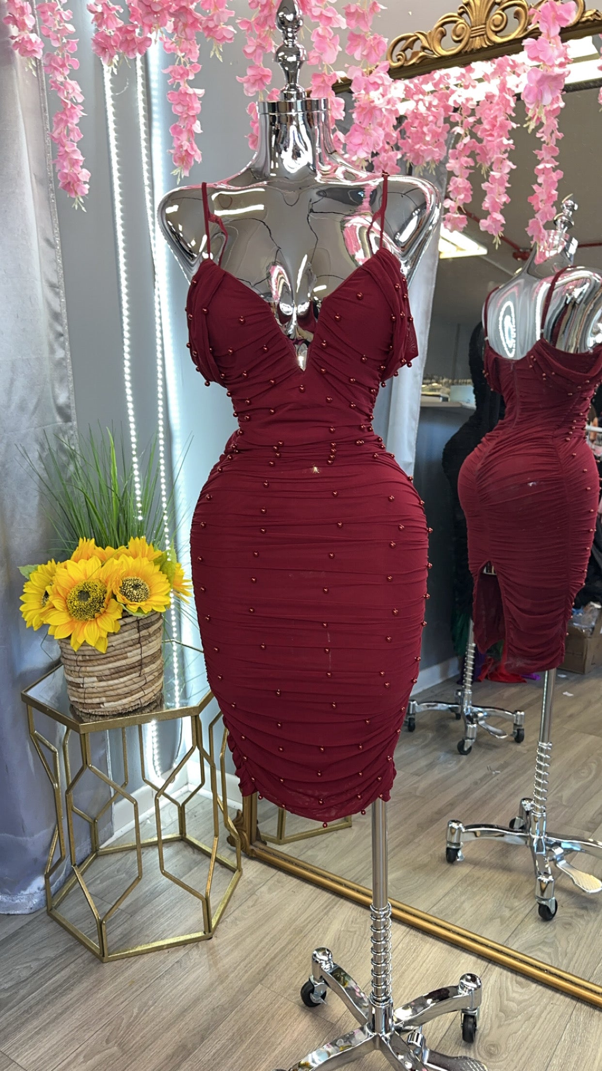 Perlita Dress (Burgundy)