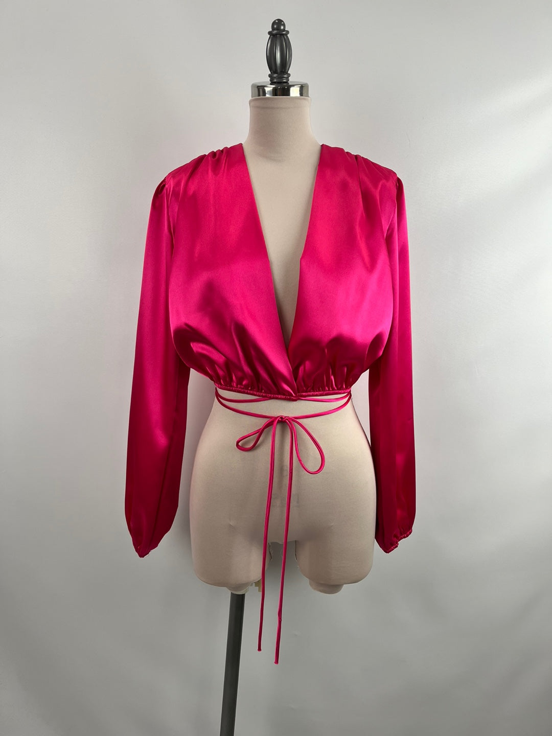Delilah Satin Top - Fuchsia