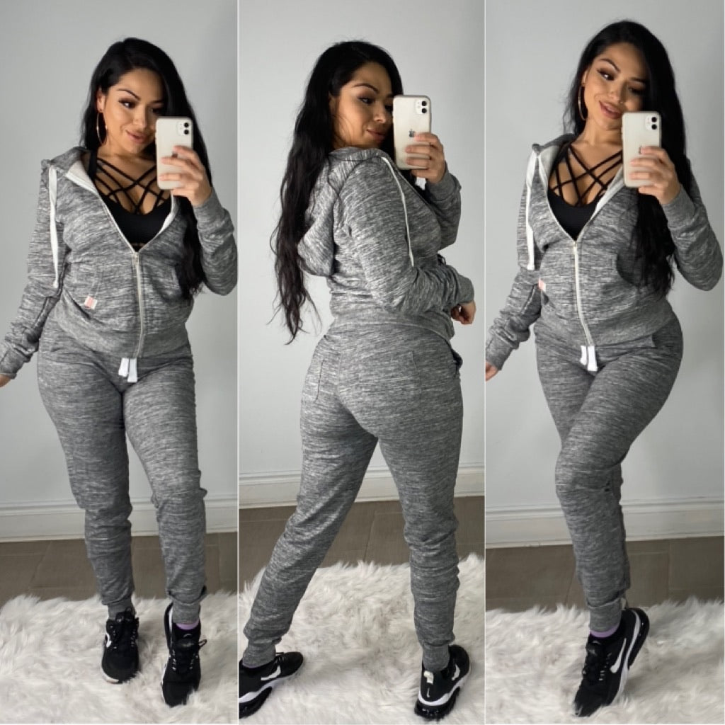 Zuleyma 2PC-Set Zip Up (Marled Charcoal)