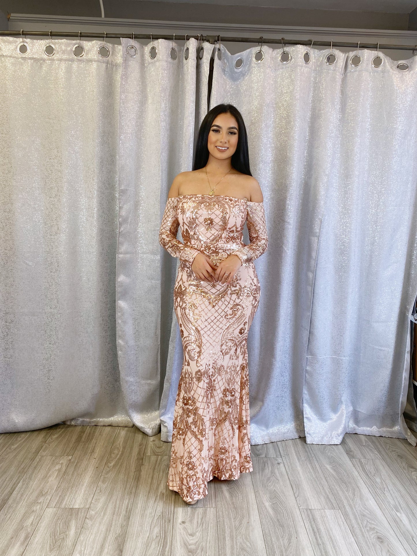 Elizabeth Gala Dress (Rose Gold)