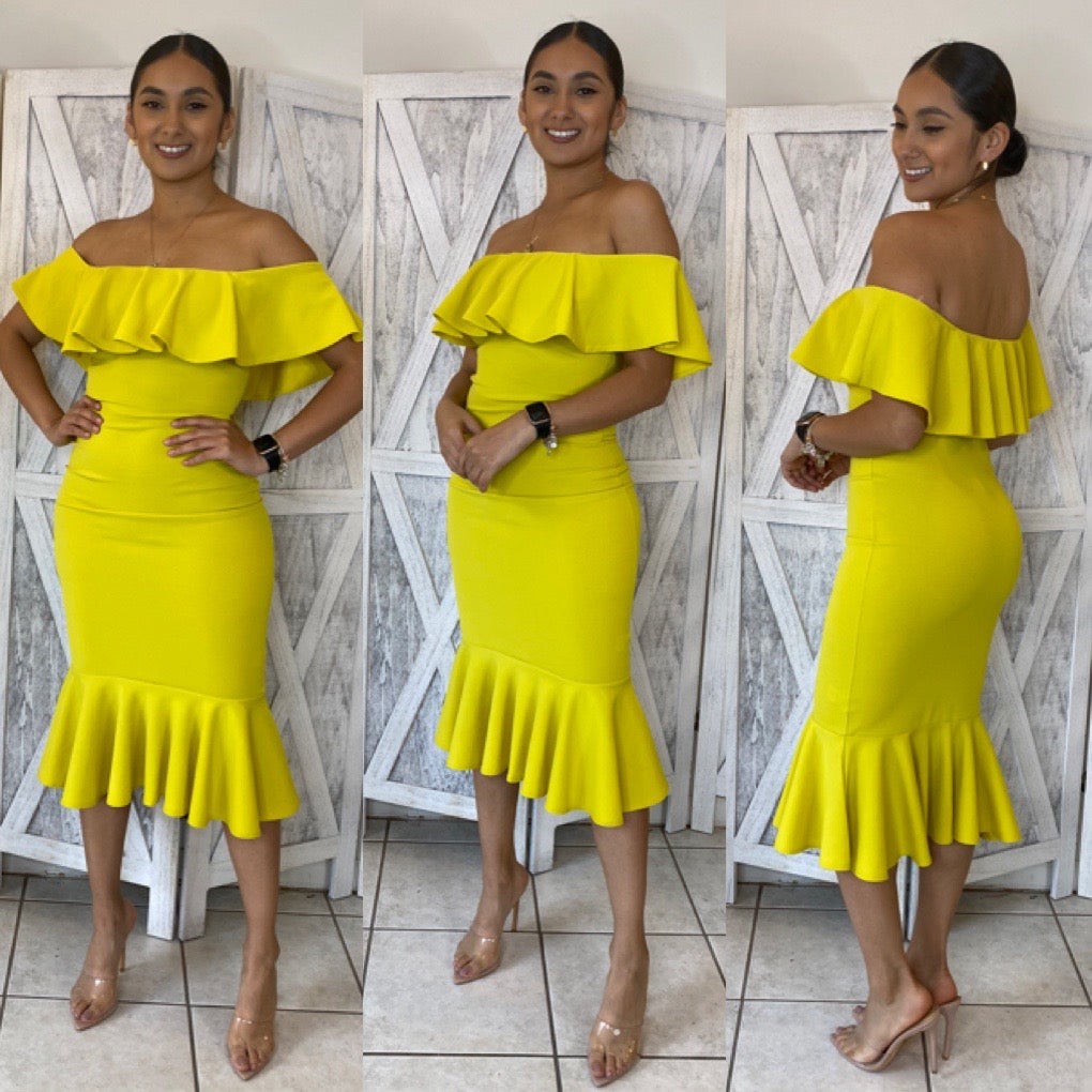 Clarissa Midi Dress (Yellow)