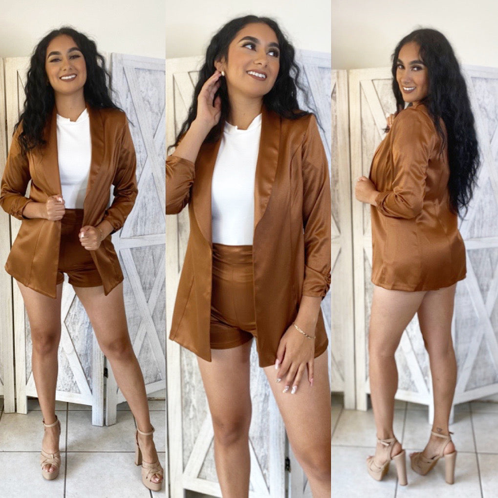 Autumn Sweetheart Blazer Set (Camel)