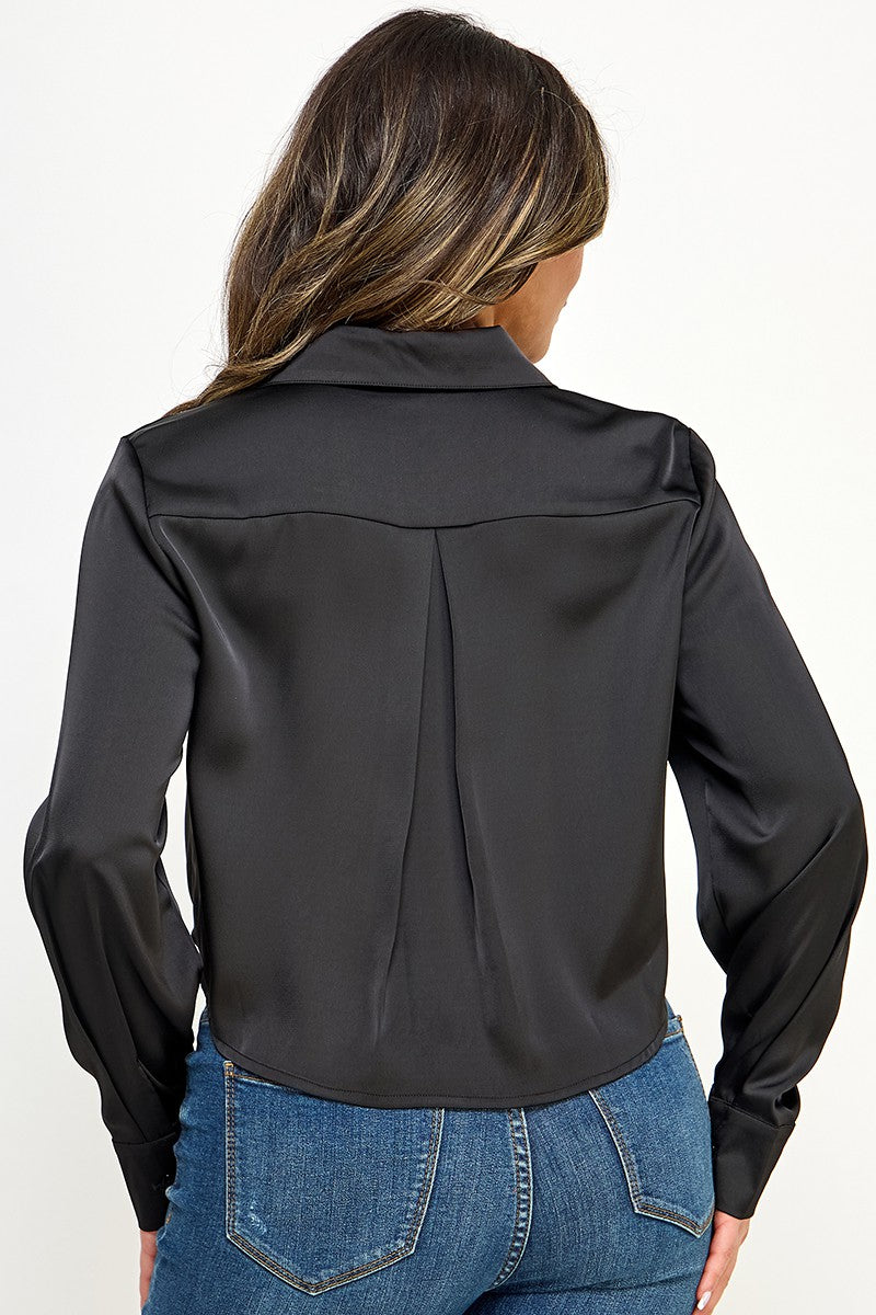 Georgina Satin Top (Black)