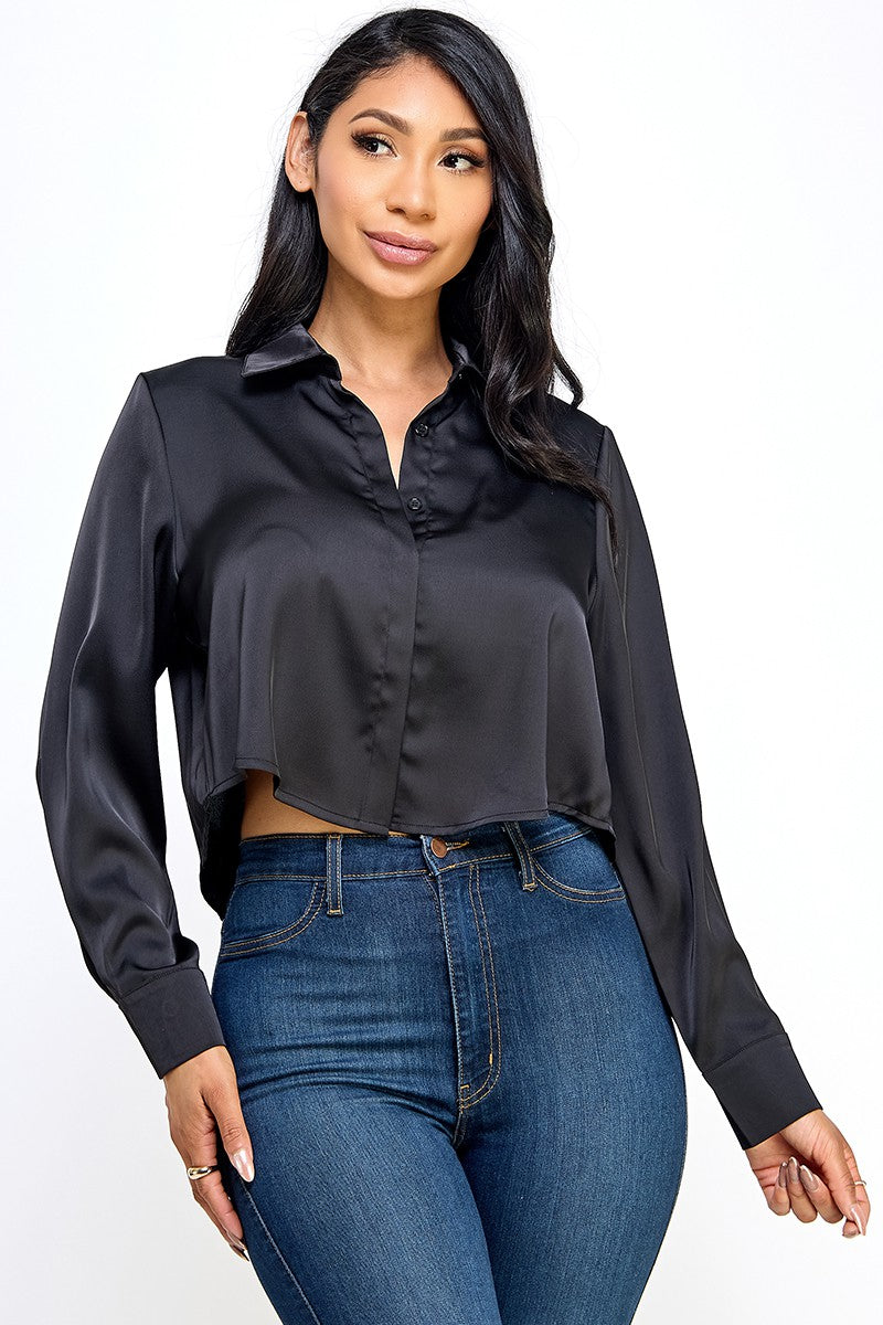 Georgina Satin Top (Black)