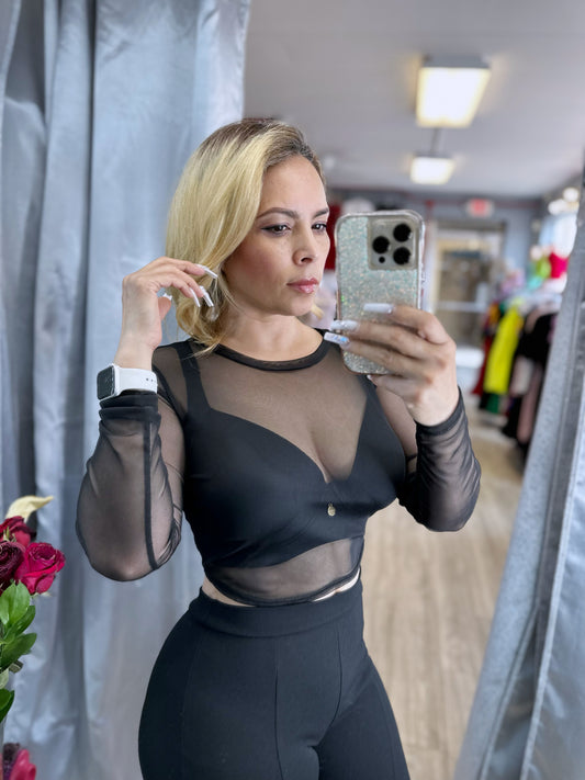 Mesh Crop Top (Black)