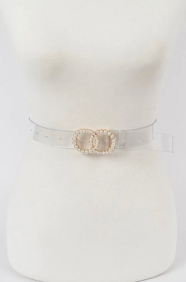Double Ring Pearl Buckle Transparent Belt