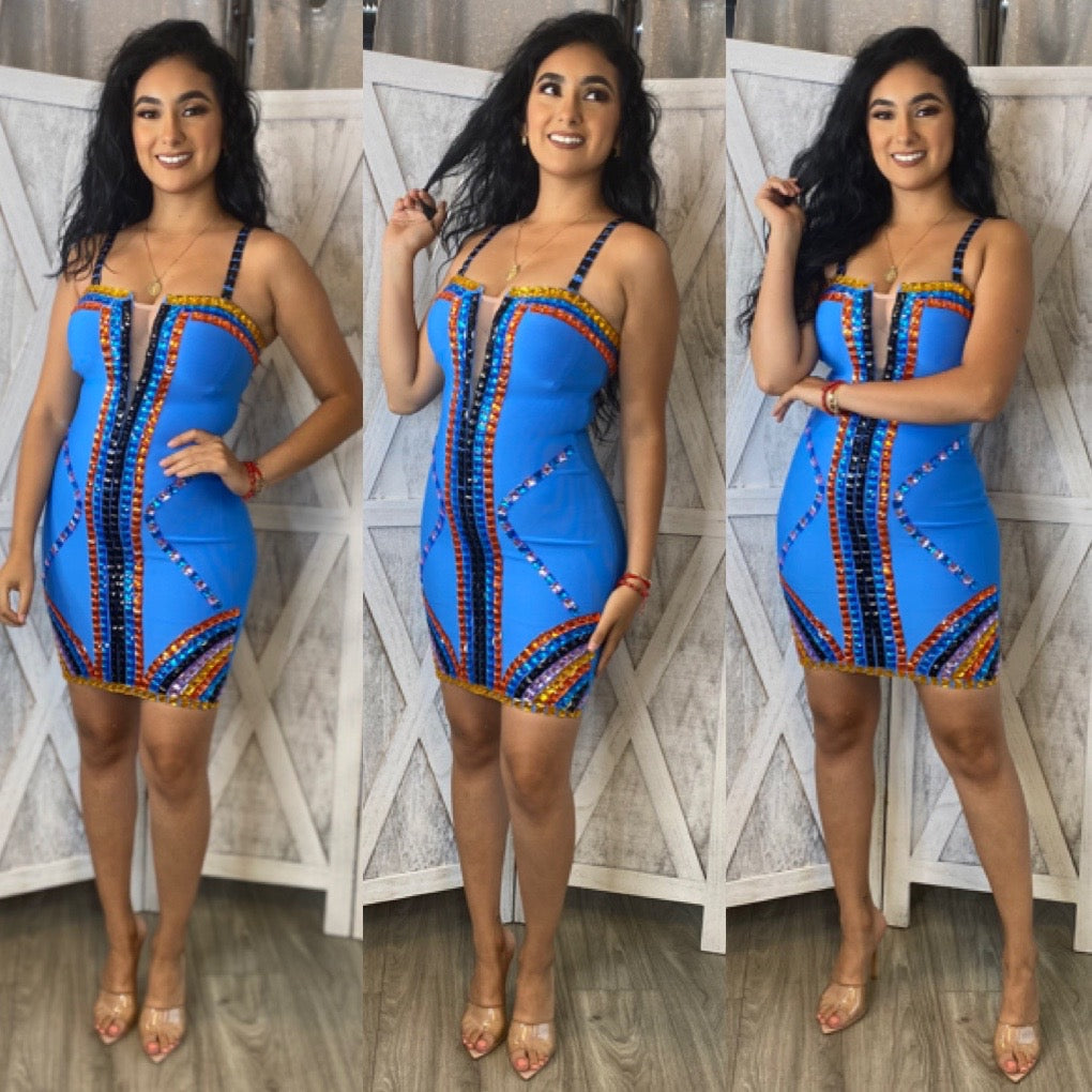 Venchy Bandage Dress (Blue)