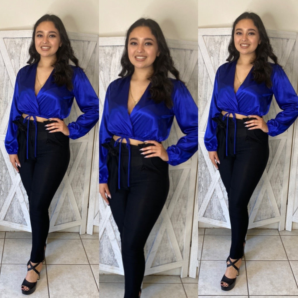 Delilah Satin Top - Royal