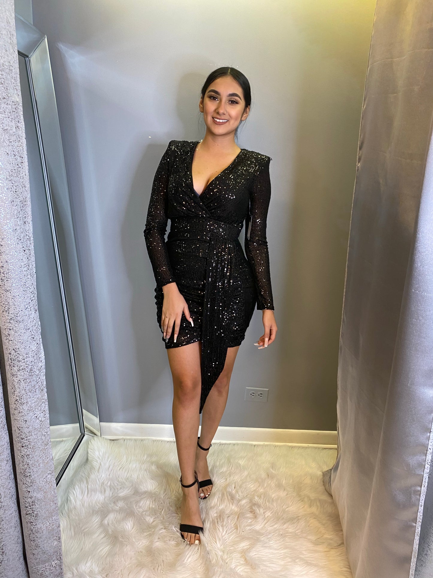 Tassia Sequin Dress - Black