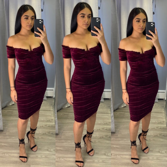 Velour Dress (Burgundy)