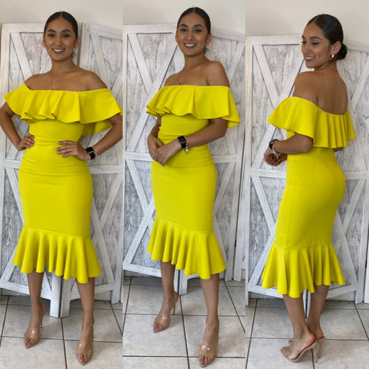 Clarissa Midi Dress (Yellow)
