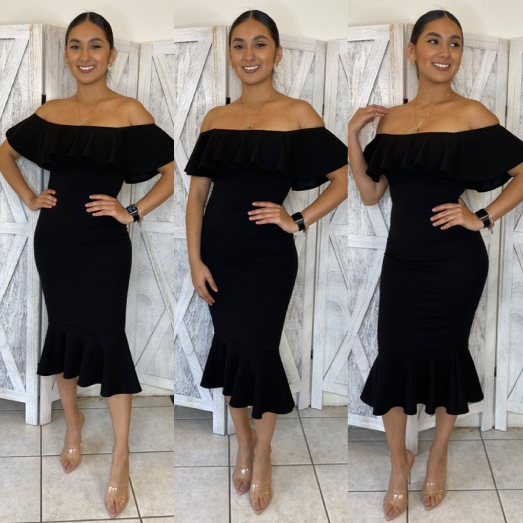 Clarissa Midi Dress (Black)