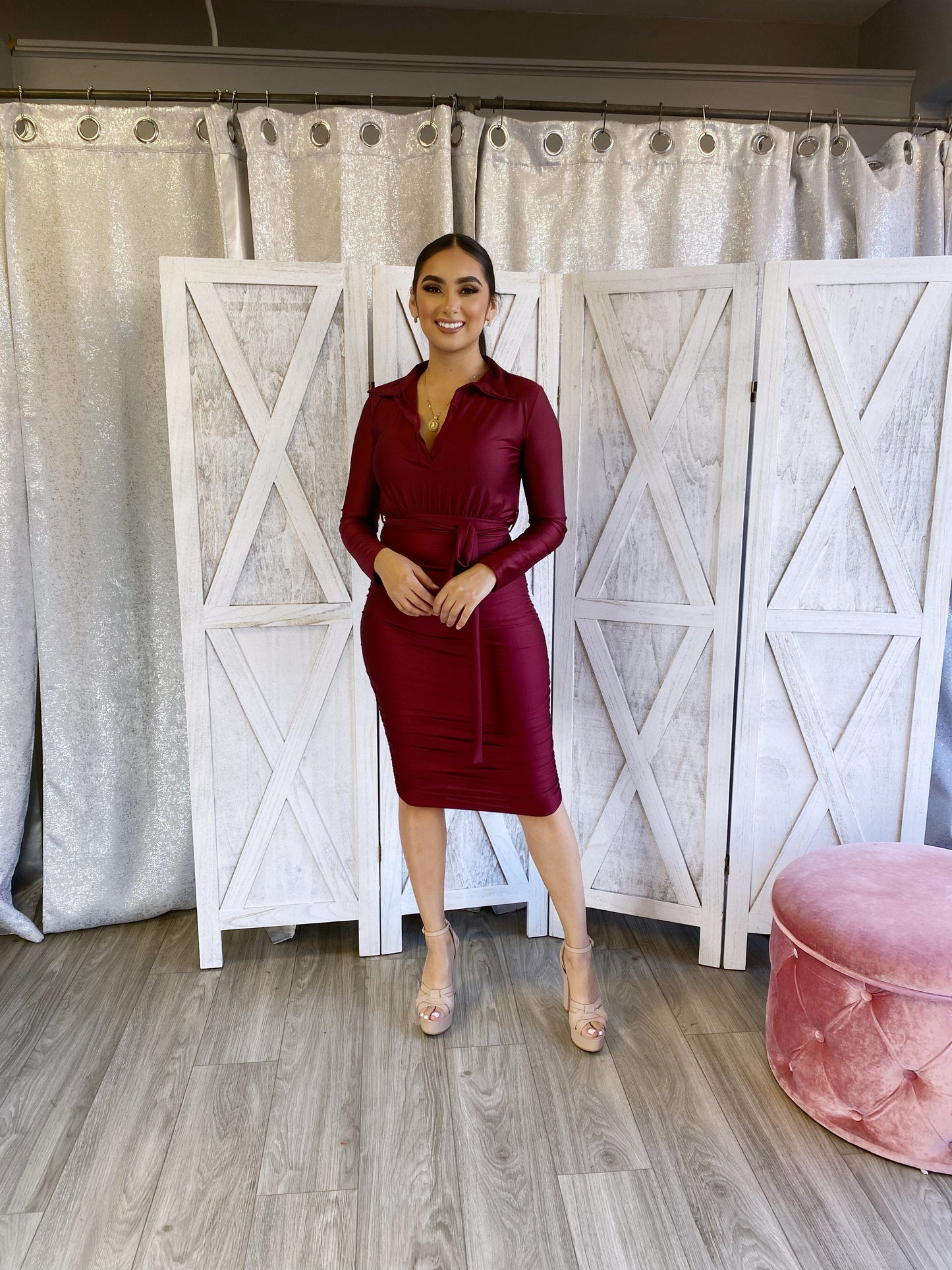 Valeria Dress (Burgundy)