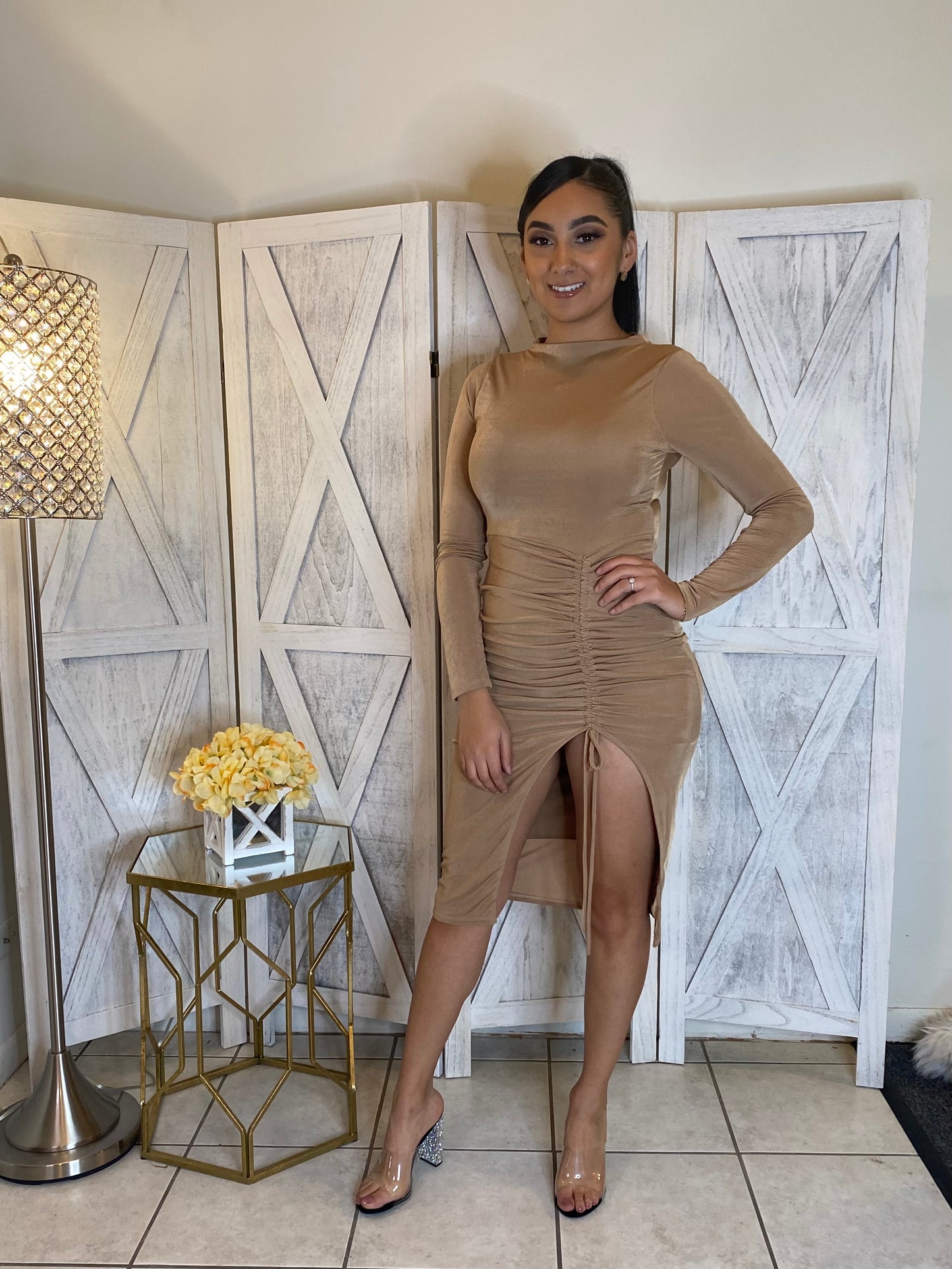 Lush Moment Dress (Taupe)