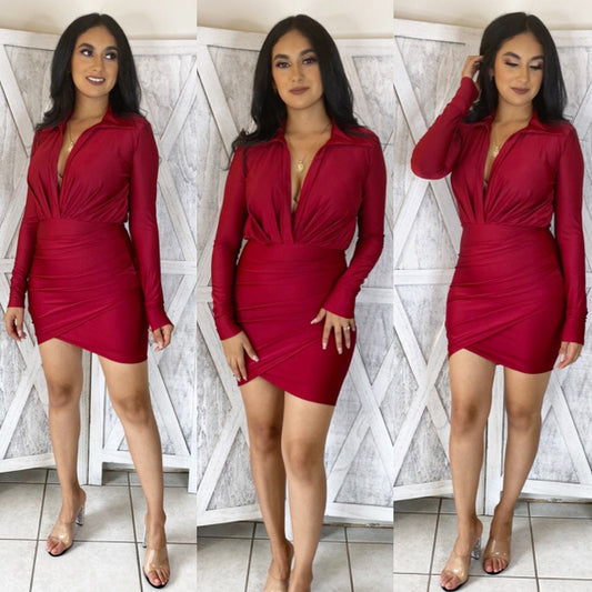 Skylar Dress (Burgundy)