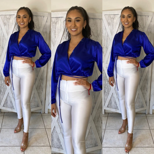 Delilah Satin Top - Royal