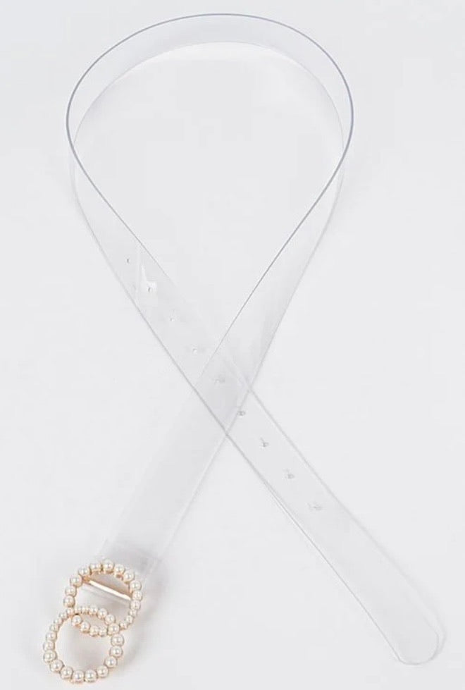 Double Ring Pearl Buckle Transparent Belt
