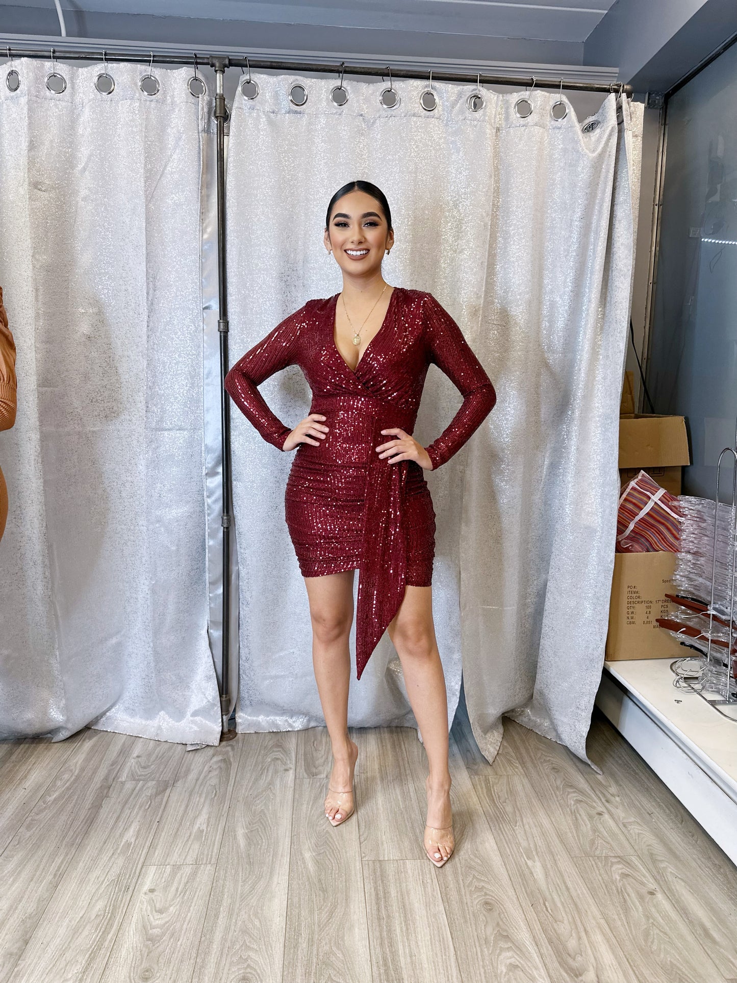 Leilani Sequin Dress (Wine)