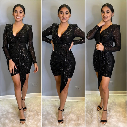 Tassia Sequin Dress - Black