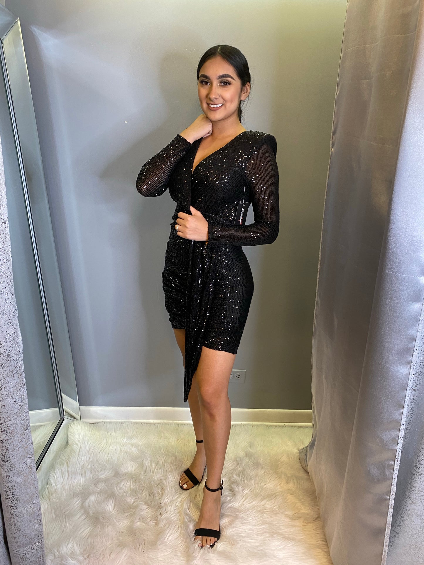 Tassia Sequin Dress - Black