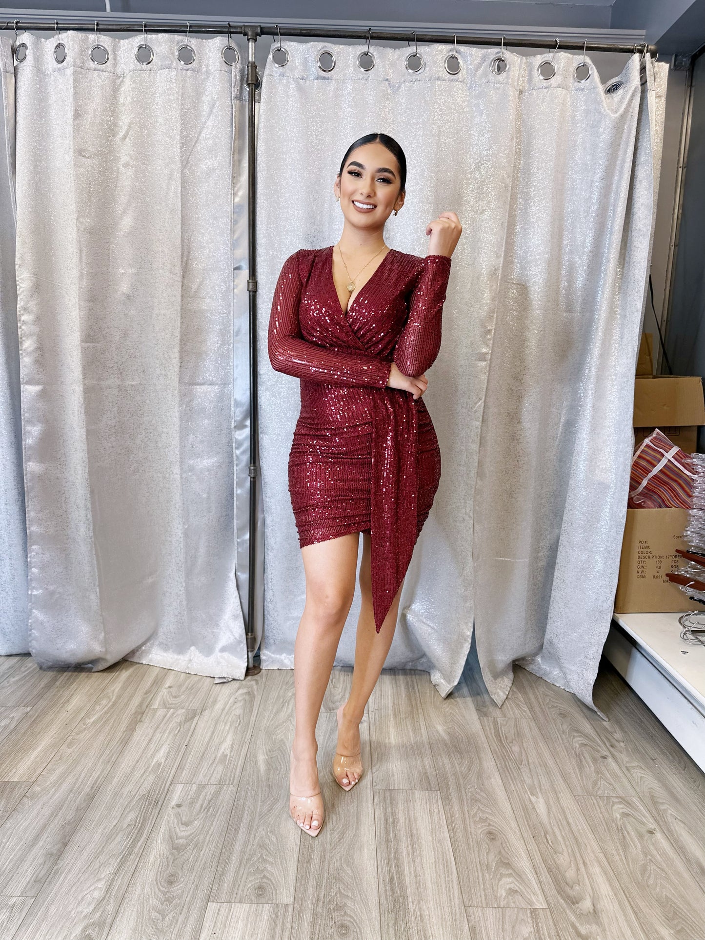 Leilani Sequin Dress (Wine)