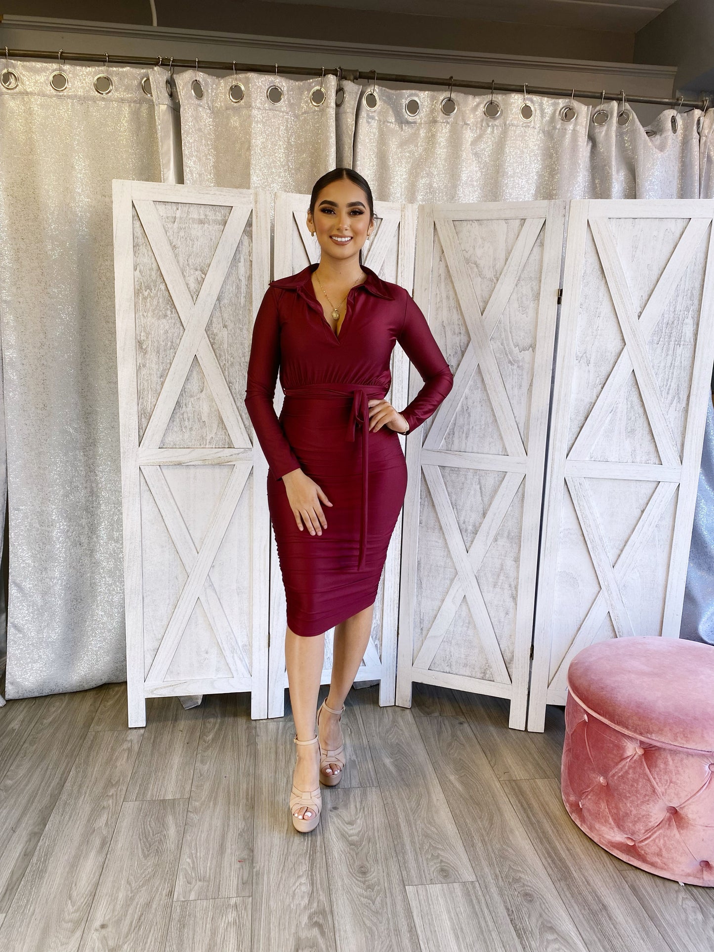 Valeria Dress (Burgundy)