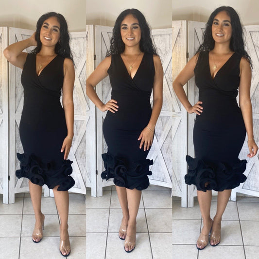 The Affair Ruffle Dress (Black)