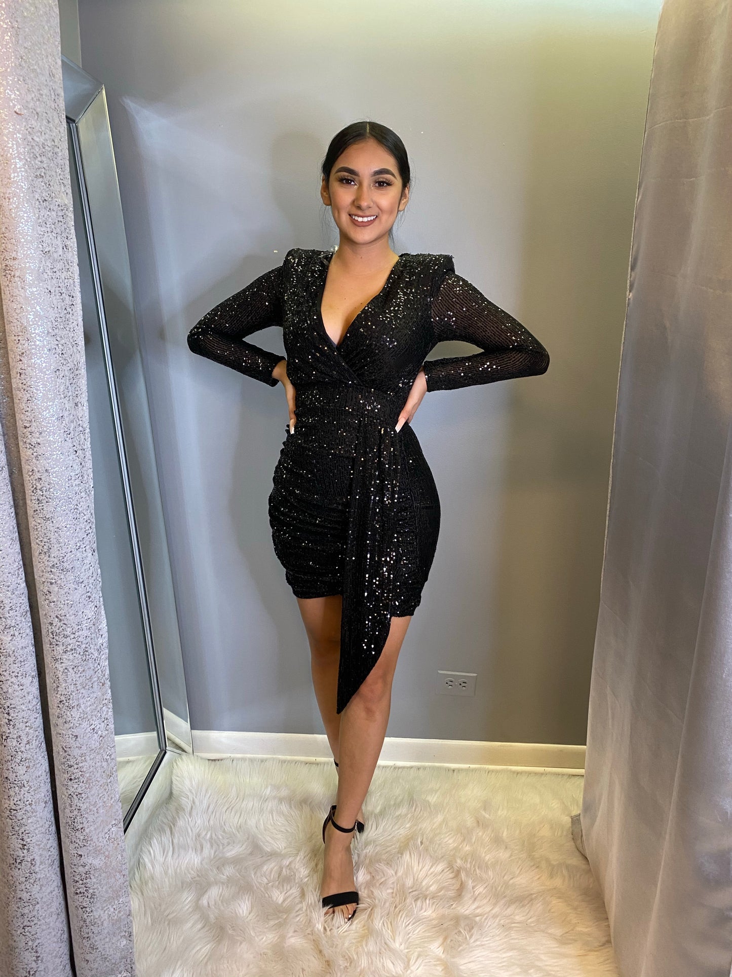 Tassia Sequin Dress - Black