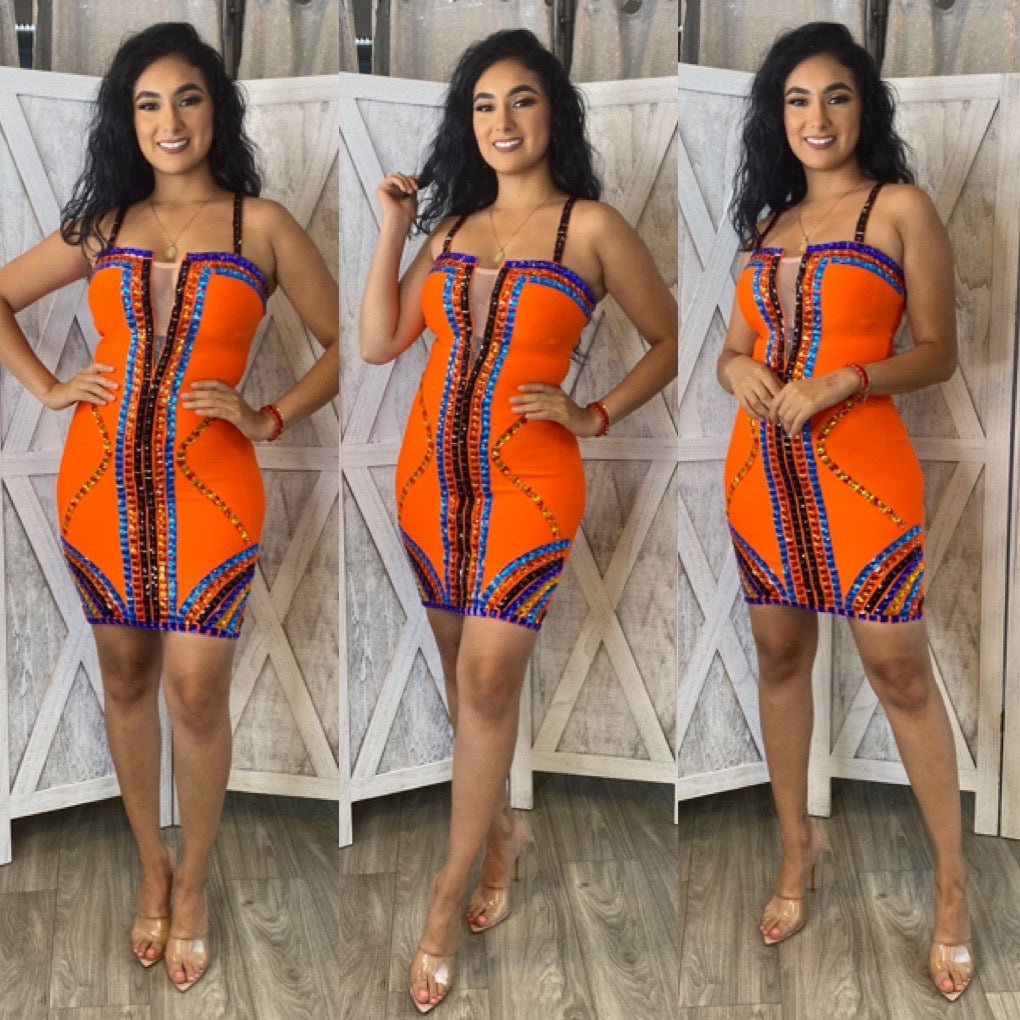 Venchy Bandage Dress (Orange)